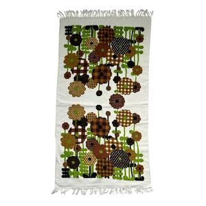 Vintage Royal Terry 100% Cotton Retro Floral Print Towel Set of 2 USA‎